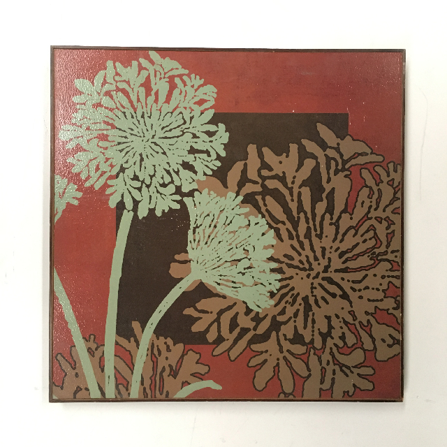 ARTWORK, Contemporary (Medium) - Rust Brown & Green Dandelions